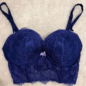 Victoria's Secret Navy Lace Longline Bustier Bra